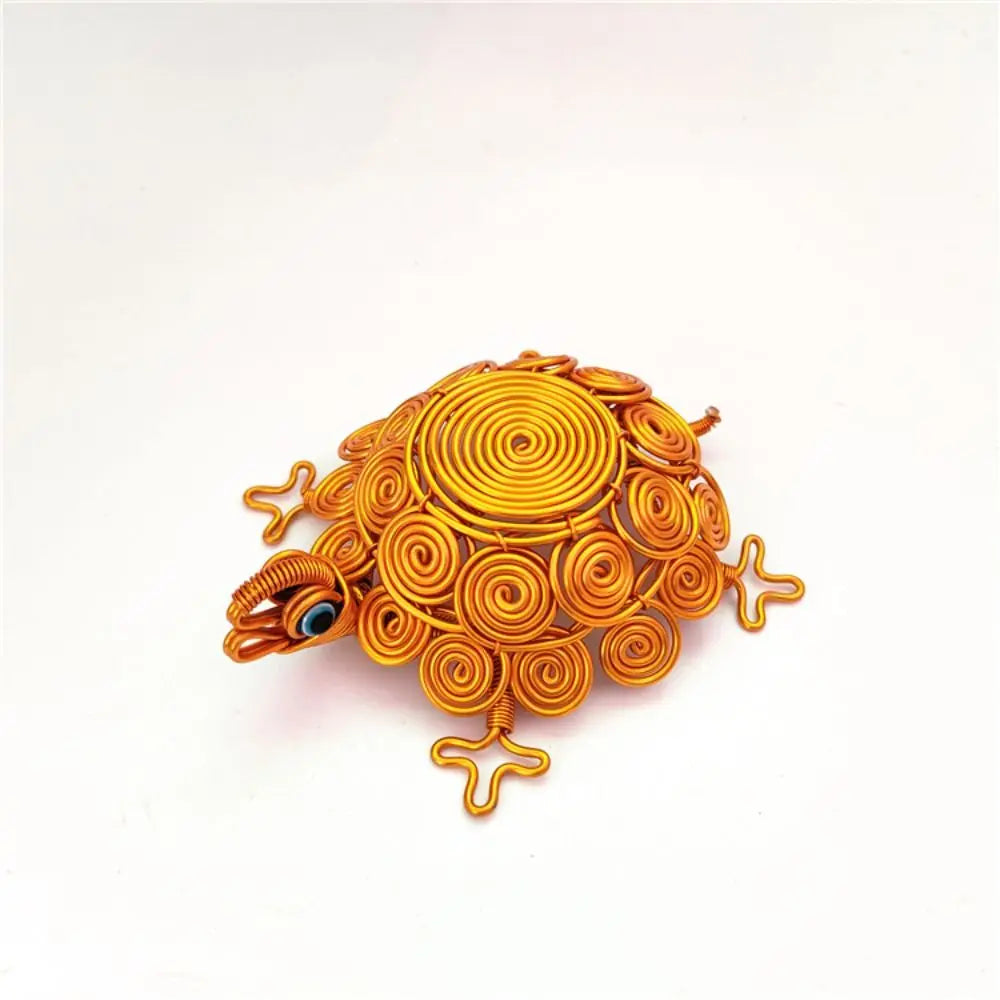 Sculpture Handmade Turtle Statue Woven Collectible Aluminum Wire Tortoise Figurine Crafts Cartoon Turtle Retro Ornaments