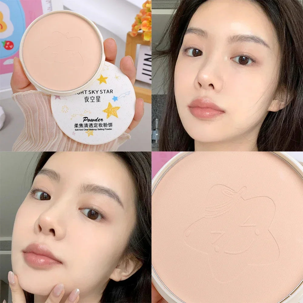 Transparent Pressed Powder Waterproof Lasting Oil Control Full Coverage Face Compact Setting Powder Makeup Foundation Cosmetics