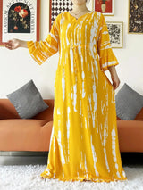Vestido largo Abaya de algodón suelto de manga larga con estampado dashiki africano de nuevo estilo para mujer, vestido informal de verano