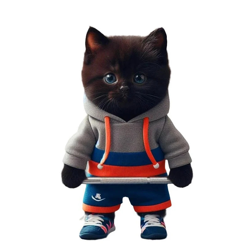 Sculpture de chat fitness mignon, dessin animé, résine 3D, artisanat, bijoux pour la maison, ornements, meuble TV, armoire à vin simple, cadeau de Saint-Valentin
