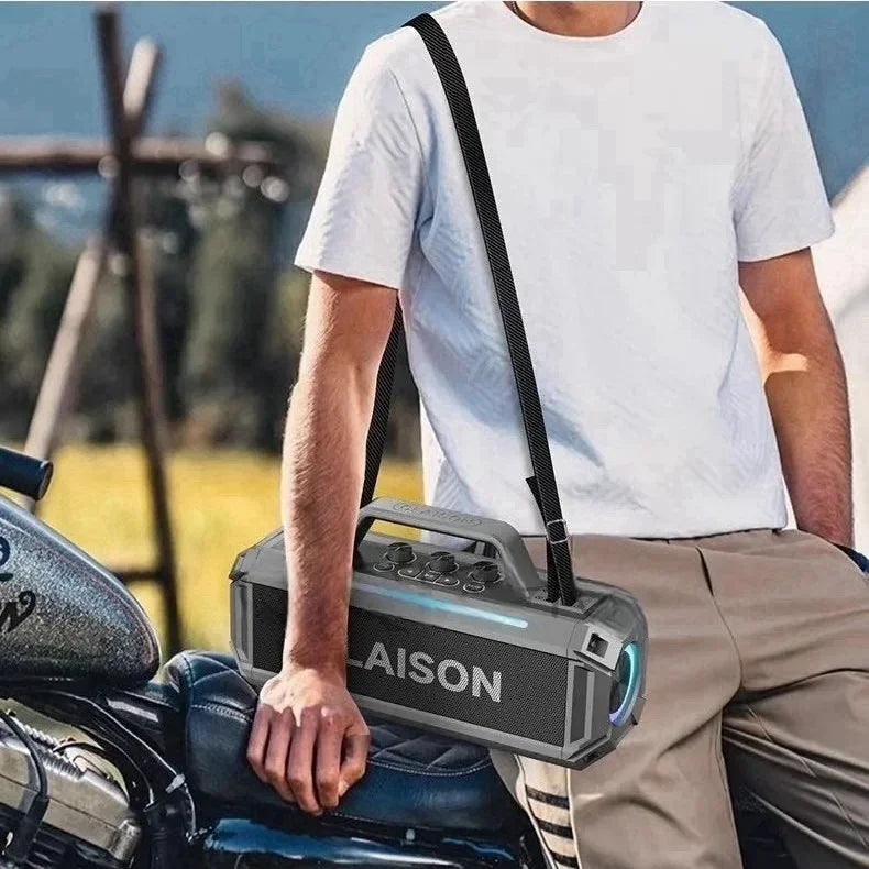 Enceinte Bluetooth sans fil haute puissance 300 W, portable, étanche IPX6, idéale pour les fêtes en extérieur.