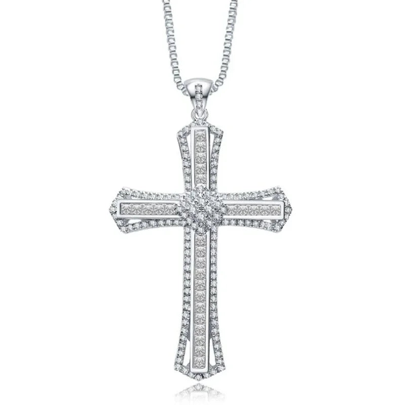 Exquisite Shining Crystal Cross Necklace Pendant Lucky Charming Fashion Jewelry Gift Unisex - Lootquake