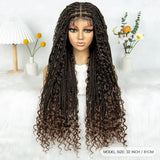 32" Natural Boho Knotless Braids Wig | HD Lace Front | Baby Hair | Synthetic