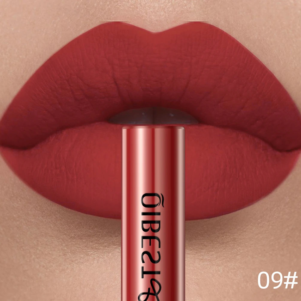 QIBEST Rouge à lèvres liquide mat Waterproof longue tenue Velours Gloss à lèvres Tube de teinte Pigment Nude mat Rouge à lèvres Maquillage des lèvres