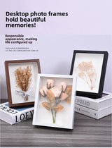 Simple Stereo Hollow 3cm Solid Wood Dried Flower Photo Frame Ornament Creative Handmade DIY Dried Flower Embellishment Picture F