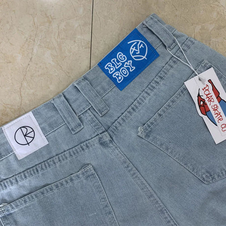Polar Big Boy Embroidery Jeans Y2K Pants Streetwear Gothic Cartoon Blue Baggy Jeans Retro Punk Rock High Waist Denim Trousers - Lootquake
