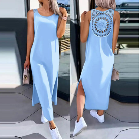 Womens Summer Dress Long Dress Casual Loose Maxi Dresses Beach Outfit 2024 Resort Women Summer Dress Sleeveless Large Nightshirt - Lootquake