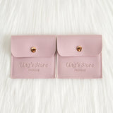 50/100Pcs Custom Logo 8x8cm PU Leather Jewelry Snap Bag Gold Button Pouches Ring Earring Necklace Wedding Favors Gift Organizer - Lootquake
