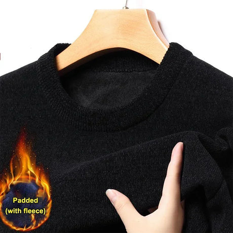 2024 New Men's Thickened Sweater Knitted Sweaters Men Three-dimensional Jacquard High-grade Crew Neck Warm Casual Top Pullover - Lootquake