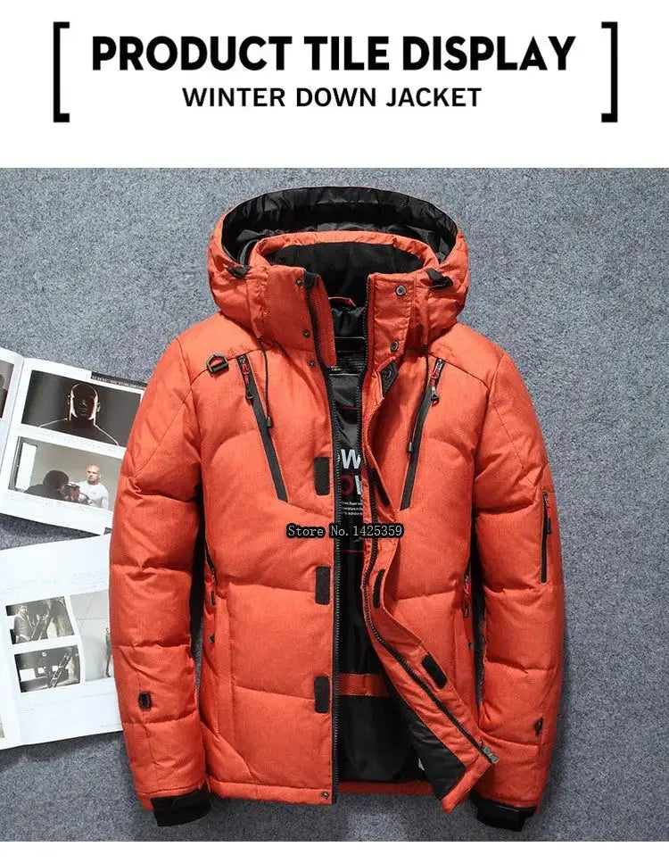 -20 Degree Winter Down Coat Men White Duck Down Parkas Jacket Mens Thick Warm Snow Parka Jacket Overcoat Windbreaker Warm Parkas - Lootquake