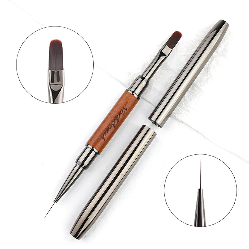 New Dual-ended Nail Brush Acrylic Nail Art Brushes Professional UV Gel Nail Polish Liner Flower Painting Drawing Manicure Tools