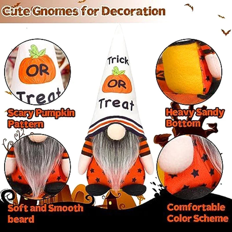 New Halloween Decorations Halloween Gnomes - Handmade Gnomes Plush Decor With Bat Pumpkin, Home Dinning Table Gnome Ornament