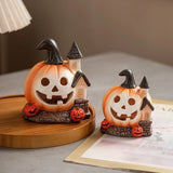 Decorative Resin Halloween Pumpkin House Scary Handmade Haunted House Ornaments Unique Pumpkin Figurine Festival Decor