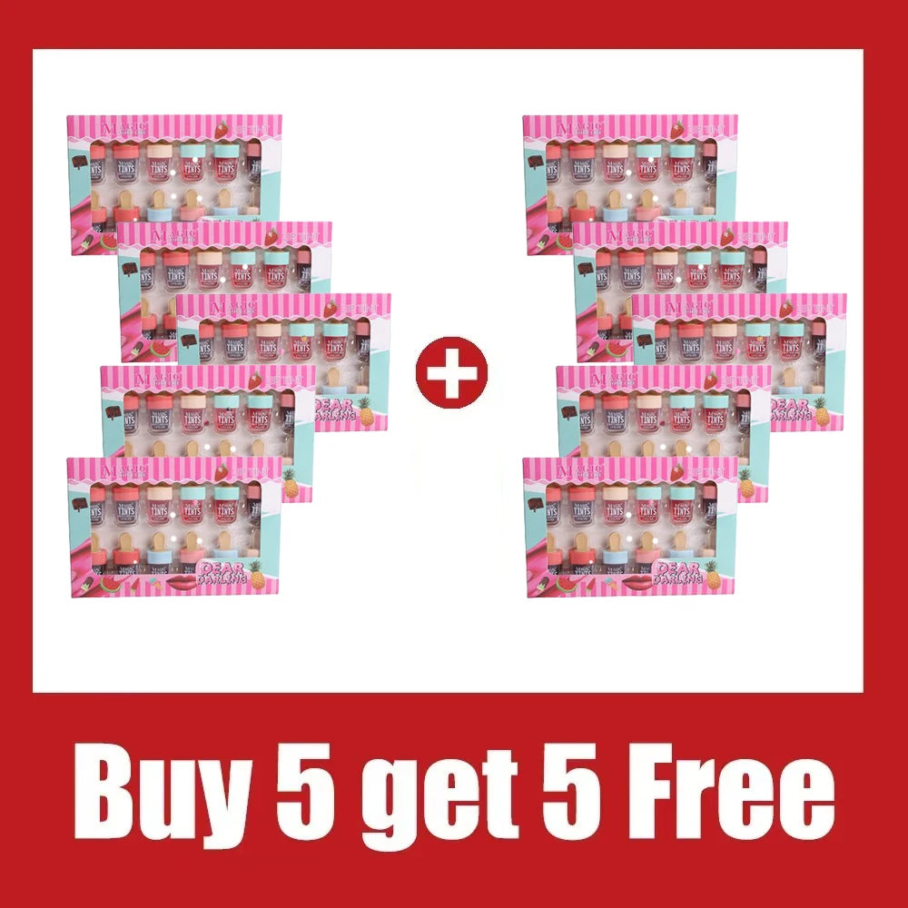 Ice cream liquid lip gloss, ice cream liquid lipstick set, dyed lips, long-lasting color development, moisturizing