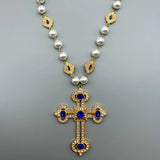 Cross Pendant Necklace with pearl Female Silver 925 and steel Jewelry For Women Fashion girls - Lootquake