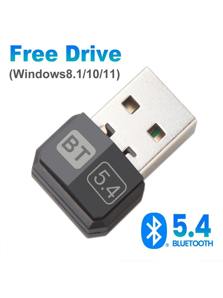 Adaptador USB Bluetooth 5.4 5.3 Dongle para PC, altavoz, ratón inalámbrico, teclado, música, audio, receptor, transmisor, unidad gratuita