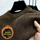 2024 New Men's Thickened Sweater Knitted Sweaters Men Three-dimensional Jacquard High-grade Crew Neck Warm Casual Top Pullover - Lootquake
