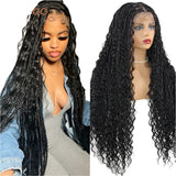Bohemian Box Braids Full Lace Wig - Blonde Goddess Locs Curly Braided Wig for Black Women
