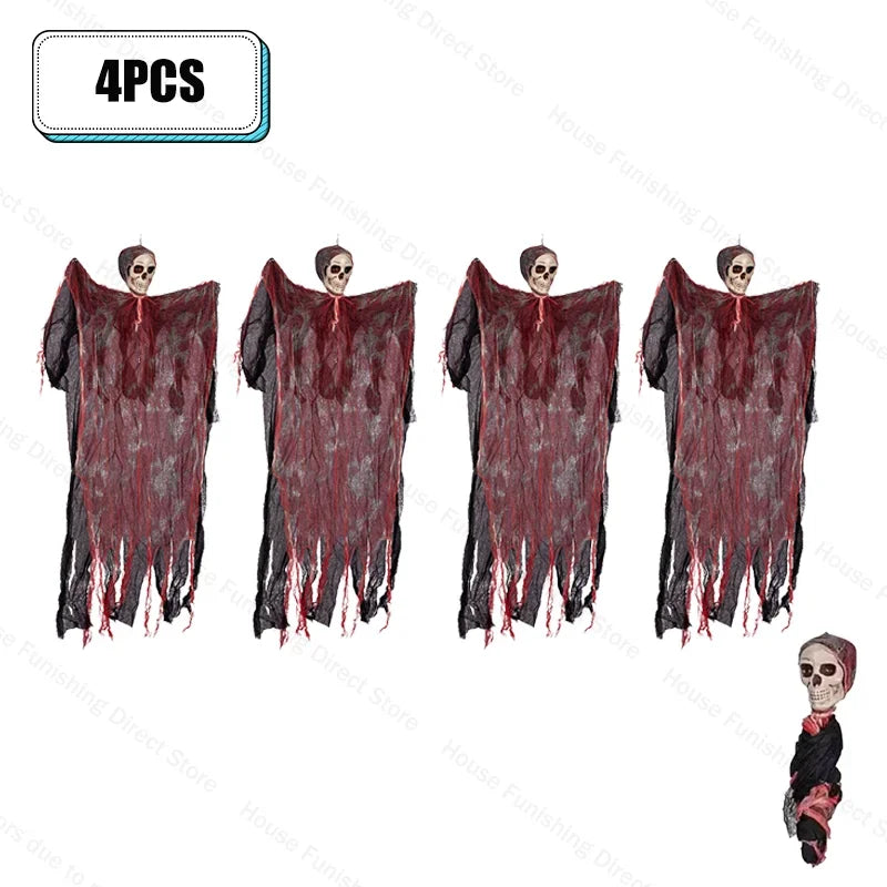10/8/4/2/1PC Halloween Garden Decor Scary Hanging Ghost Skeleton Skull Grim Reaper Outdoor Haunted House Spooky Party Supplies