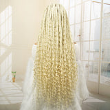36" Blonde Box Braided Wig | Full Lace | Knotless Braids | Bohemian Style | Kanekalon Synthetic Hair
