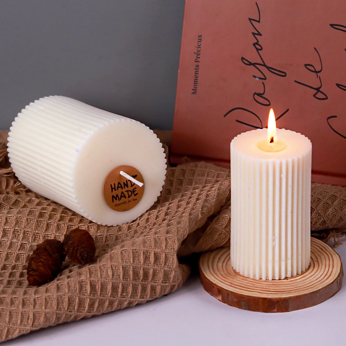 Molde de silicona para velas cilíndricas a rayas, hecho a mano, para hacer velas perfumadas, molde de cera, moldes artesanales de resina epoxi de cristal, decoración del hogar