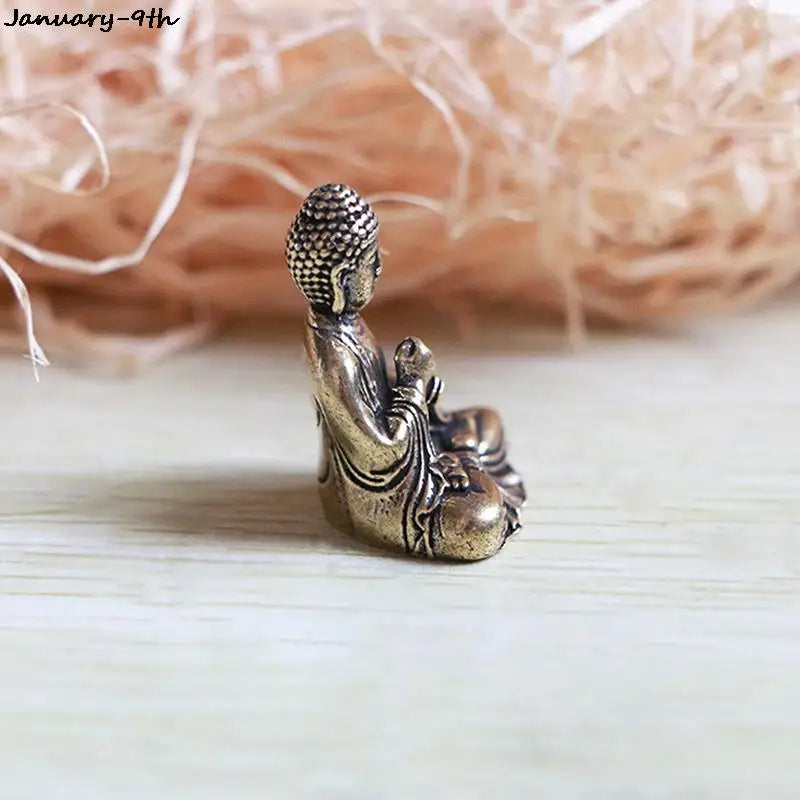 1PC Buddha Statues Copper Sculpture Fengshui Figurine Home Decor Resin Sitting  Miniature 2.8x2.4cm