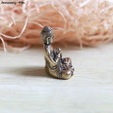 1PC Buddha Statues Copper Sculpture Fengshui Figurine Home Decor Resin Sitting  Miniature 2.8x2.4cm