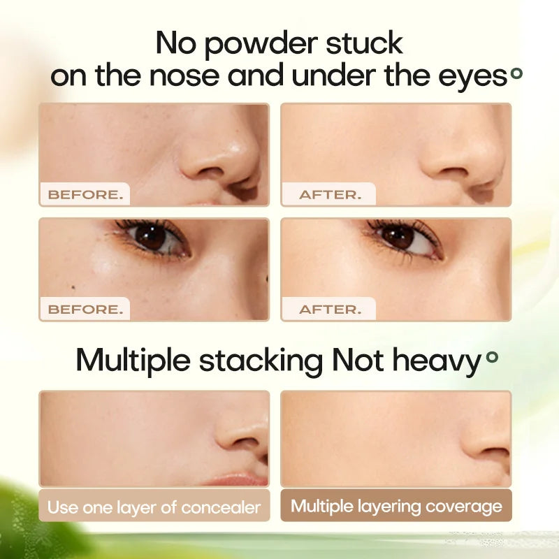 Base de maquillaje Mistine Air Cushion con acabado natural y húmedo, crema hidratante y nutritiva en polvo para piel seca, 13 g x 2
