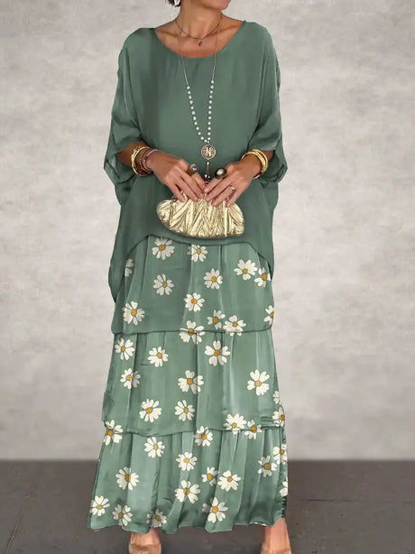 Women's Elegant Long Dress Fashion Round Neck Bat Sleeve Cake Dresses For Women Spring and summer Robe Looes Plus Size 4XL - Lootquake