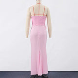 Sexy Strapless Patchwork Long Dress Women Slim Sleeveless Pleated Mermaid Dresses 2025 Spring Summer Lady Evening Solid Robe - Lootquake