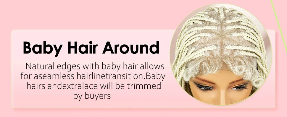 Boho Box Braided Wig with Curly Hair | Goddess Locs Accents | Full Lace Brown Braids Wig | Bohemian Box Braid Wig