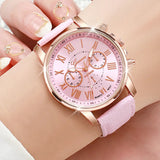 5PCS Women's Watches Fashion Roma Dial Leather Band Quartz Watch Ladies Silicone Band Wristwatch Reloj Mujer（Without Box） - Lootquake