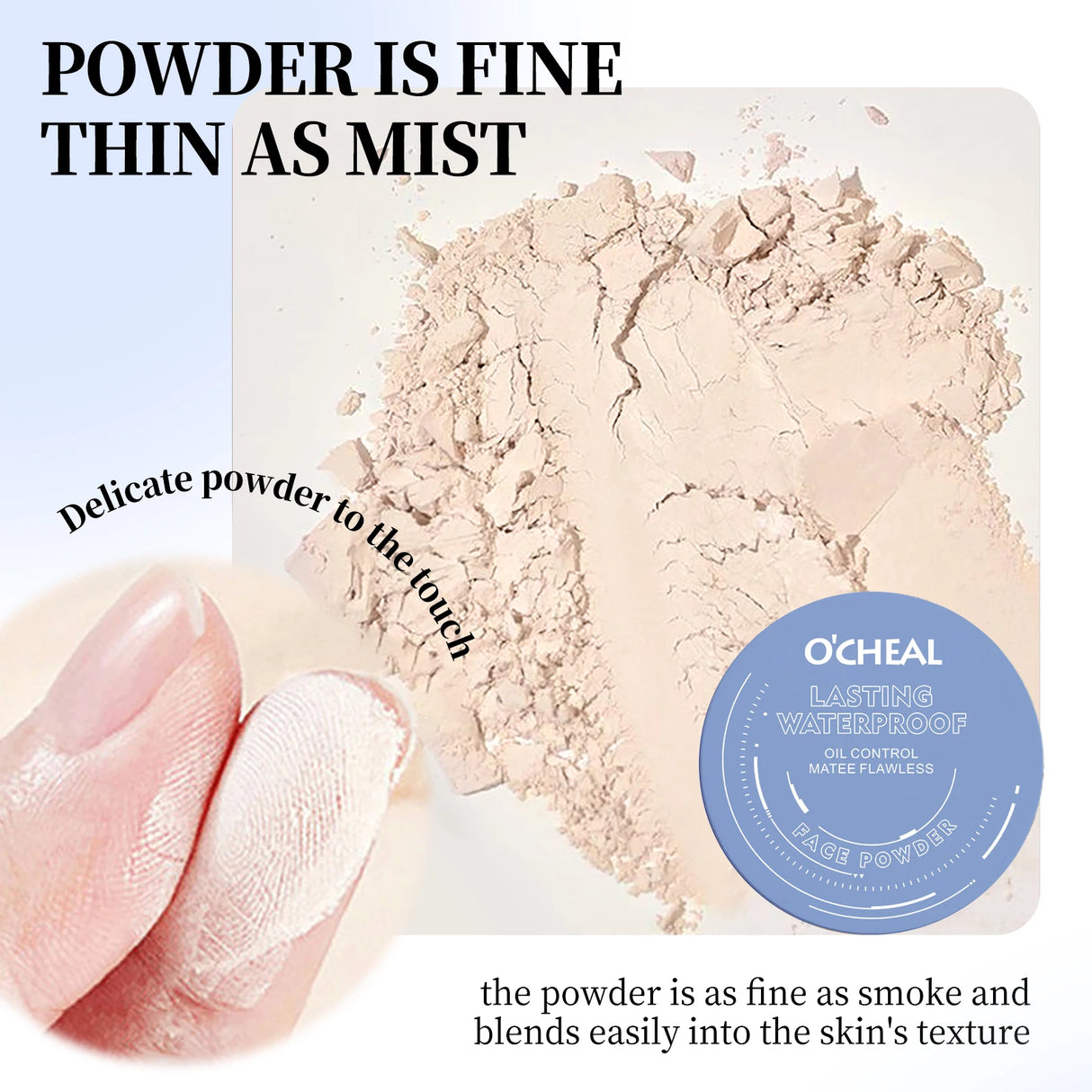 Polvos fijadores mate Ocheal para rostro, control de grasa, ligeros, radiantes, base de maquillaje, polvos compactos, maquillaje de cobertura total, cosmético