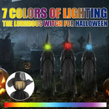 367A Halloween Decorations Outdoor Large Light Up Holding Hands Screaming Witches Scary Decor for Home Outside Yard Lawn