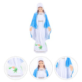 Plastic Virgin Statue Virgin Statue Mini Religious Decor Catholicism Adornment Desk Garden Church Sculpture Figurine