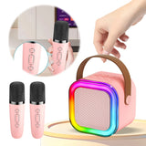 Máquina de karaoke Bluetooth 5.3 con micrófono inalámbrico y luces LED ajustables, mini altavoz para niños y adultos.