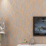 Papier peint décoratif pour chambre à coucher, 53 cm, autocollants muraux épais, rayures courbes, résistant à l'humidité, non tissé, style européen moderne