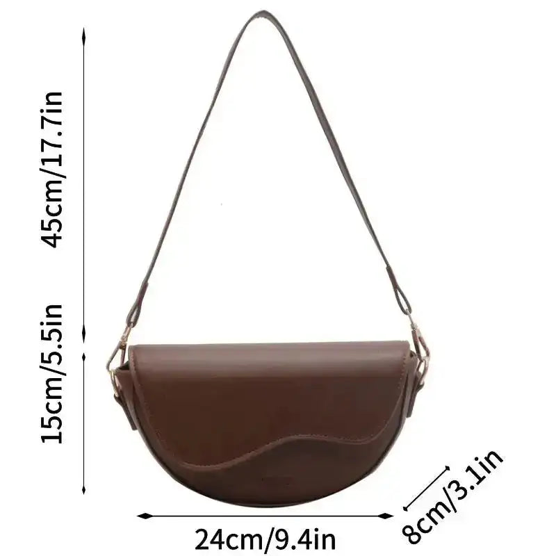 Small PU Leather Saddle Armpit Bags for Women 2024 Summer Chain Shoulder Crossbody Bag Ladies Vintage Underarm Handbags bolsa - Lootquake