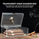 Boîte à cigares Scotte en acrylique avec hygromètre et humidificateur pour 20 cigares. Comprend un coupe-cigare et des accessoires pour perforer les cigares.