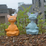Meditation Cat Sculpture Garden Decoration Resin Yoga Sitting Zen Cat Home Ornament Outdoor Garden Figurine Home Decorations