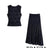 TRAFZA Vintage Casual Chic Women Flocking Suit O-Neck Backless Sleeveless Top Asymmetrical Long Skirt Fashion 2025 Spring Suit - Lootquake