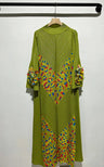2024 Miyake Fashion Splicing Leopard Print Maxi Dress with Round Neck Hand Shake Flower Horn Sleeves Long Loose Fit Long Dress - Lootquake