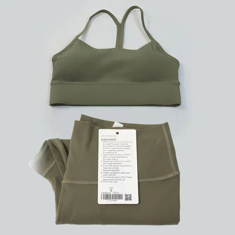 women 2 Pieces Yoga Set Women Sportswear Gym Top Y-shape Bra Fitness High Waist Leggings Workout Sports Clothes Tracksuits - Lootquake