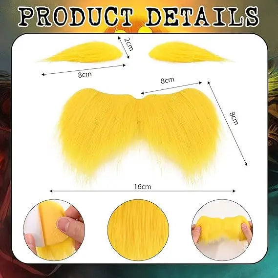 Halloween Party Jumpsuit Orange Costume Yellow Moustache and Eyebrow Baring Orange Bodysuit Masquerade Outfits for Kid and Adult