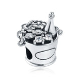 Dije de plata de ley 925 con forma de café, vino tinto, cafetera, copa de champán, compatible con pulseras colgantes originales, joyería DIY para mujer.