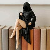 8/10/15cm Mysterious Statue Gothic Black Robe Women Statue Desktop Ornament Lady Statue for Desk Fireplace Shelf Mantel Table
