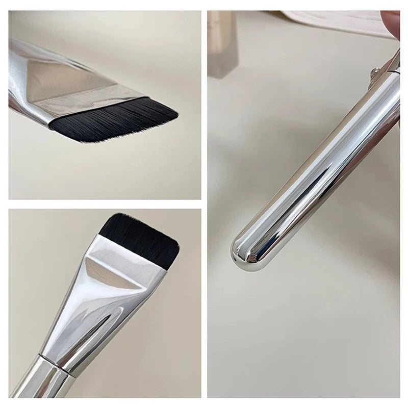 Brocha de base de cabeza plana, 1/3 ud., ultrafina, sin marcas, para maquillaje, herramientas cosméticas.
