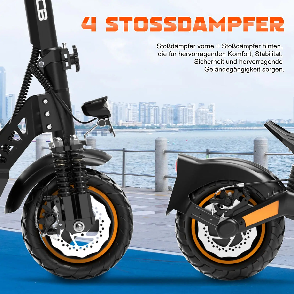 Trottinette électrique RCB D5, homologuée pour la route (ABE), moteur 500 W, pneus increvables 10 pouces, contrôle par application, double amortisseur