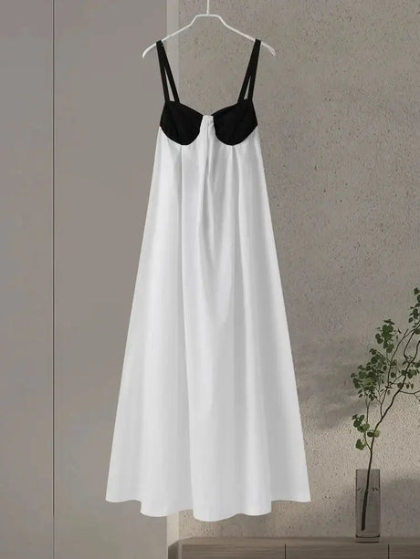 Sexy Backless Beach Dress Women 2024 Holiday Sleeveless Loose Slip  Long Dress Street Fashion Panelled Bandage Summer Lady Robe - Lootquake