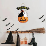 Welcome Sign w/ Cat, Ghost & Pumpkin